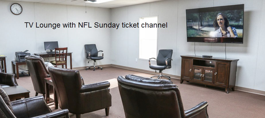 Cuero Oilfield Housing in TV lounge with NFL Sunday ticket channel